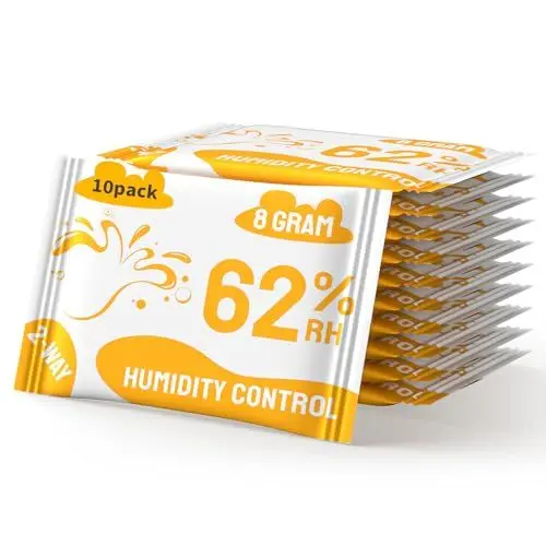 Produktbild: Boadw 2-Wege Feuchtigkeitsregulierung 62% Luftfeuchtigkeit Terpene & Aromaschutz, 8g Feuchtigkeitsregler zur Aufbewahrung von Kräutern schützt bis zu 28g - 10 Stück