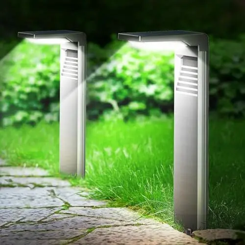 Produktbild: Boadw LED Solarlampen für Außen Solarleuchten mit 2 Modi Hell, Naturweiß Solar Wegbeleuchtung IP64 Wasserdicht für Außen, Hinterhöfe, Gärten, Rasen Beleuchtung 2 Stück