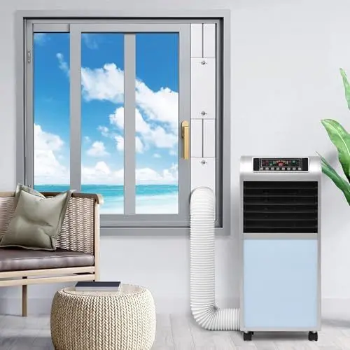 Produktbild: BOBASH Fensterabdichtung für Mobile Klimageräte, Klimaanlage Fensterabdichtung, 43-140 cm Einstellbar, Hot Air Stop zum Anbringen an Fenster, Dachfenster, Flügelfenster, Fensterabdichtung Klimaanlage