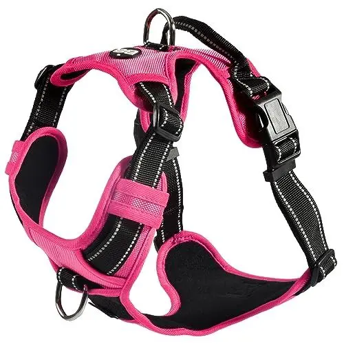 Produktbild: Bobby Rando Walk – Hundegeschirr, Hundegeschirr für mittelgroße, kleine und große Hunde aus Nylon, sicher, bequem, reflektierend, verstellbar, Fuchsia, L/46–70 x 2,5 cm