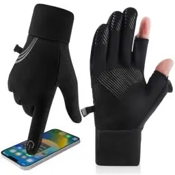 Produktbild: Bobelle Handschuhe Herren Damen Winter,Fahrradhandschuhe wasserdichte Winddicht Touchscreen Thermo Warme Rutschfes für Laufen Motorrad Radfahren Outdoor Sport (Schwarze,M)
