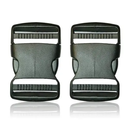 Produktbild: BOB-KRAFT - 2 x 50mm Steckschnalle, Steckverschluss, Kunststoff Klickverschluss, Klippverschluss, Steckschnalle für Beckengurt, Ersatzschnalle für Rucksack, 2 Stück, MADE IN EU