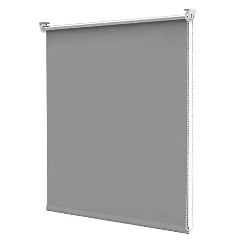 Produktbild: bobodeco Verdunklungsrollo ohne Bohren & mit Bohren, Verdunkelungsrollo Klemmfix, Hellgrau 110x120cm (BxH), Thermorollo Sichtschutz und Sonnenchutz, Rollos Hitzeschutz für Fenster & Tür