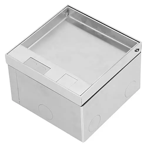 Produktbild: Boden Steckdose Box, 2 Gang Boden Outlet Power Cover Box Edelstahl versenkten Boden Doppelsteckdose, für Tisch Büro Schreibtisch Restaurant Küche Cafe Arbeitsplatte AC250V 4000W