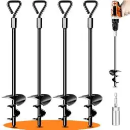 Produktbild: Bodenanker Zum Eindrehen Trampolin Zelt Erdanker,Heavy Duty Trampolin Anchor FüR Schaukelgestell, Bodenanker Garten, Vordach, Zeltanker, Zeltschrauben Camping, Widerstehen Starkem Wind (4 Stück)