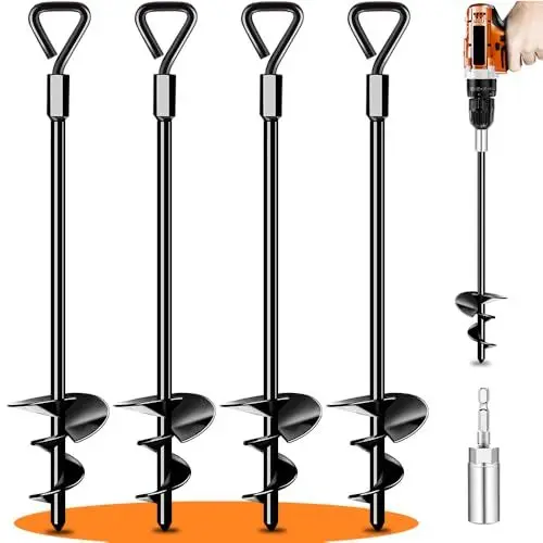 Produktbild: Bodenanker Zum Eindrehen Trampolin Zelt Erdanker,Heavy Duty Trampolin Anchor FüR Schaukelgestell, Bodenanker Garten, Vordach, Zeltanker, Zeltschrauben Camping, Widerstehen Starkem Wind (4 Stück)