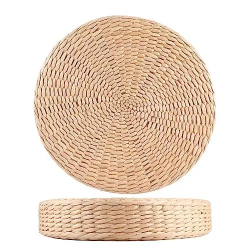 Produktbild: Bodenkissen, Tatami Kissen, 30 cm, Yoga Bodenkissen, rund, handgefertigt, Tatami Yoga Bodenkissen, leicht zu reinigen, Strohpolster für Zuhause, Yoga, Teezeremonie