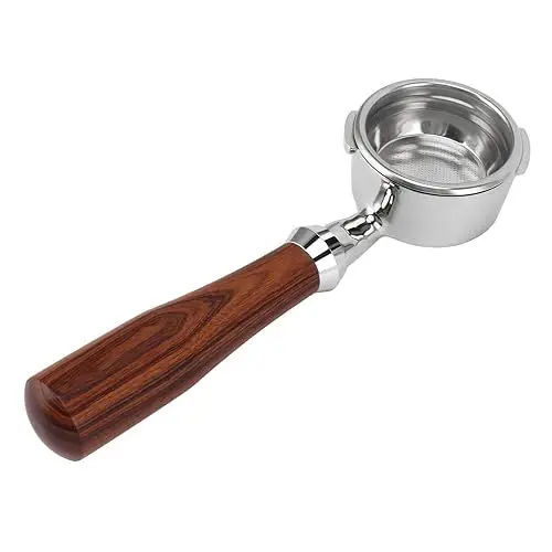 Produktbild: Bodenloser Siebträger mit Zwei Ohren aus Edelstahl für die -Kaffeemaschine (E Klassisches Palisander)
