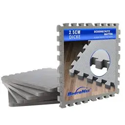 Produktbild: BodenMax Sportmatten rutschfeste Bodenschutz Fitness Bodenmatten Pool Unterlegmatte Gross dick | 58x58x2.5 cm grau | 18 Stück