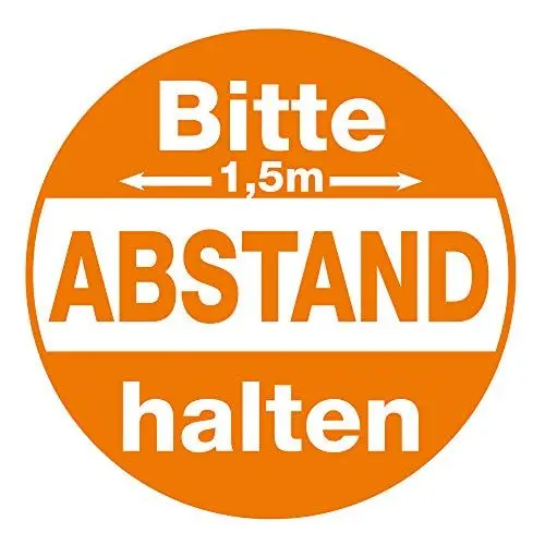 Produktbild: Bodenschild/Aufkleber (rund) / Hinweisschild „Bitte 1.5 Meter Abstand halten“ (30 x 30 cm) rutschfest (Vinyl) - Fußbodenmarkierung