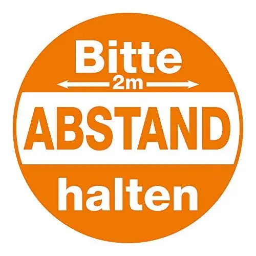 Produktbild: Bodenschild/Aufkleber (rund) / Hinweisschild „Bitte 2.0 Meter Abstand halten“ (30 x 30 cm) rutschfest (Vinyl) - Fußbodenmarkierung
