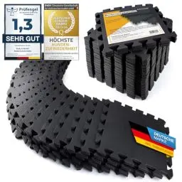 Produktbild: Boden-Schutzmatten XXL Set·· Fitnessmatte Bodenschutz Puzzle-Matte·· Unterlegmatte für Fitnessgeräte Turnmatte Trainingsmatte Sport-Matte & Fitnessraum Keller Garage Fast 2 m² (Schwarz)