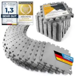 Produktbild: Boden-Schutzmatten XXL Set·· Fitnessmatte Bodenschutz Puzzle-Matte·· Unterlegmatte für Fitnessgeräte Turnmatte Trainingsmatte Sport-Matte & Fitnessraum Keller Garage Fast 2 m² (Grau)