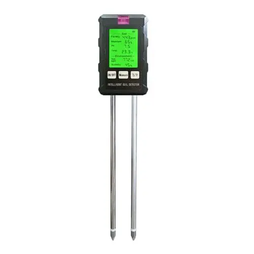 Produktbild: Bodentester-Messgerät, 6-in-1-Boden-pH-Messgerät, Fruchtbarkeit, pH-Wert, Temperatur, Luftfeuchtigkeit, Licht, 90 Grad drehbar, Hintergrundbeleuchtung, LCD-Display, Bodentester,