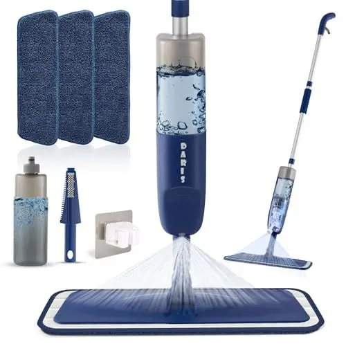 Produktbild: Bodenwischer mit Sprühfunktion，360 Grad Rotierender Sprühwischer mit 3 Waschbaren Mikrofaser Pads，500ML Wassertank，1*Mop-Halter，Wischmopp für Schnelle Reinigung Hartholz, Marmor, Laminat, Fliesen