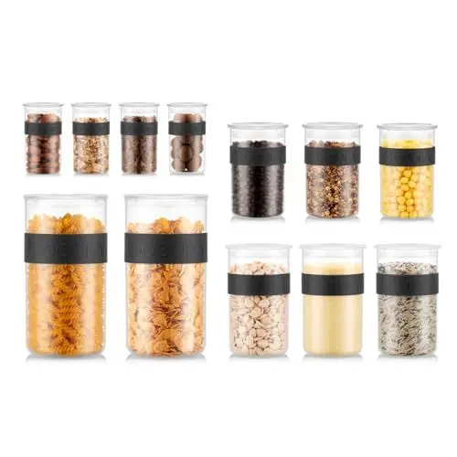 Produktbild: BODUM PRESSO Vorratsgläser, Kunststoff, Schwarz, 4 x 0.25 l, 3 x 0.6 l, 3 x 1 l, 2 x 2 l 4 x 0.25 l, 3 x 0.6 l, 3 x 1.0 l, 2 x 2.0 l