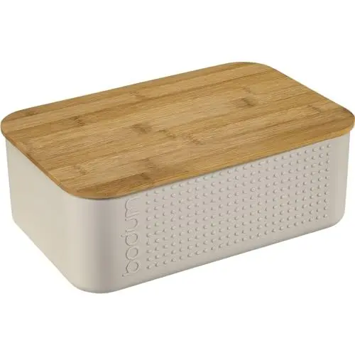Produktbild: Bodum 11740-913 BISTRO Brotkasten klein, Kunststoff, Holz, Weiss, 19.39 x 29.4 x 10.7 cm, Weiß