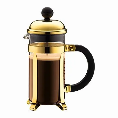Produktbild: Bodum Chambord Kaffeebereiter 3 Tassen mit Metallrahmen, Chrom, Gold, 0.35 l