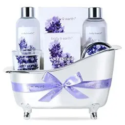Produktbild: BODY & EARTH Lavendel Wellness Set für Frauen 7 tlg. Beauty Set, Badeset Frauen Geschenk, Geburtstagsgeschenk für Frauen,Mama,Freundin