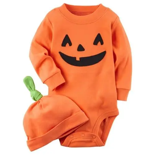 Produktbild: Body 92 Bio und Halloween Overall Pyjamas Krabbelanzug Gymnastikanzug Langarm (Orange, 6-12 Months)