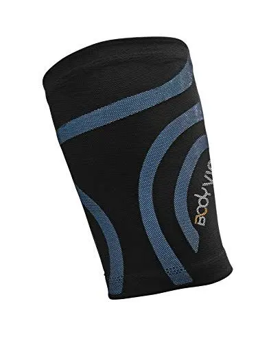 Produktbild: BODYVINE Unisex – Erwachsene Triple Compression Bandage 3-Lagen Oberschenkel Kompression mit Power-Band Muscle Support Taping, Blau, S