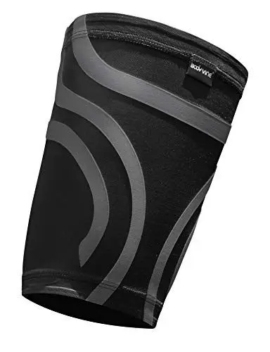 Produktbild: BODYVINE Unisex – Erwachsene Ultrathin Compression Bandage Oberschenkel Kompression mit Power-Band Stabilisator Tape Plus, Schwarz, XL