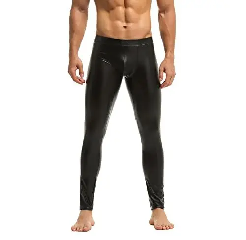 Produktbild: Bodywear4you Herren Leder Leggings in Schwarz Matt Kunstleder enganliegend Hose Meggings Wetlook Lederhose Faux Pants (XL)