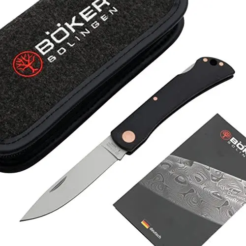 Produktbild: Böker Manufaktur Solingen Taschenmesser Rangebuster Black Copper - Messer aus eisgehärtetem Stahl - Griffmaterial aus schwarzem Canvas Micarta - liegt angenehm in der Hand