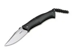 Produktbild: Böker Plus® Kerberos – klappbares Einsatzmesser mit G10 Griff schwarz – Backlock Taschenmesser mit extra scharfer D2 Bowie Klinge – Outdoor Klappmesser mit Paracord-Anhänger in Geschenk-Box