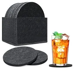Produktbild: BOENFU Untersetzer Gläser 10er Set Filz Untersetzer Rund, Glasuntersetzer für Getränke, Bar, Tassen -Einzigartige Geburtstags Xmas Geschenke, Schwarz