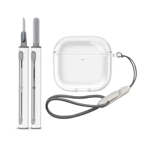 Produktbild: BoerHang Hülle Kompatibel mit AirPods 4 2024, TPU Stoßfest Transparent Einfach (Front-LED Sichtbar) Mit Reinigungsutensilien Kompatibel mit AirPods 4 2024.Transparentes Schlüsselband