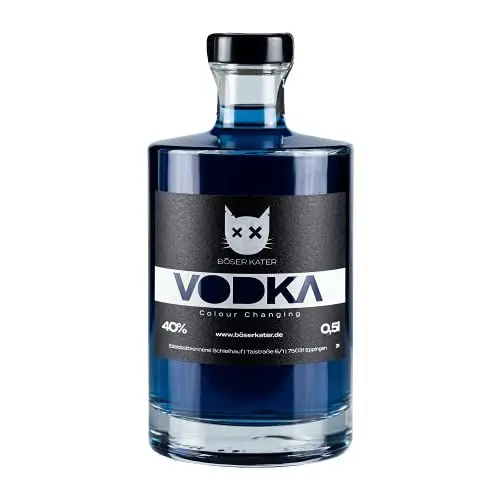 Produktbild: Böser Kater Wildberry Colour Changing Vodka | Mit Farbwechsel-Effekt von Blau zu Violett | Fruchtiger Beeren-Geschmack | Handgemacht in Deutschland | Die perfekte Geschenkidee | 0,5l 40% Vol