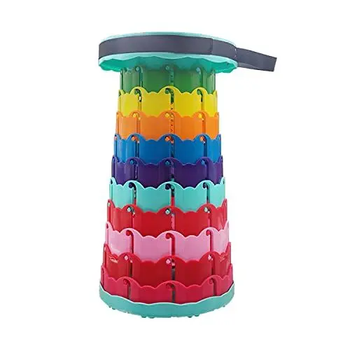 Produktbild: BOFA Eco Tableware Outdoor Tragbarer Klapphocker Campinghocker, Rainbow Teleskophocker Faltbar für Wandern Angeln BBQ Grillen Reise Party, Belastung 397 Lbs