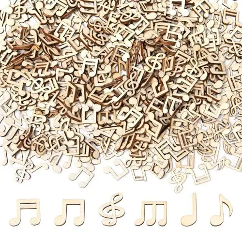 Produktbild: Bofanze 500 Stück Hölzern Musiknote Deko Notenschlüssel Deko Konfetti Holz Streudeko Taufe Musiknote Confetti Hölzerne Tischdeko Streudeko für Junge Mädchen，Abschlussfeiern, Partys, Hochzeiten
