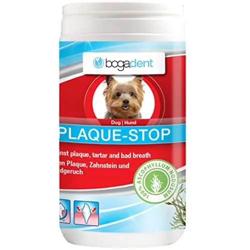 Produktbild: Bogadent Plaque-Stop - Hunde Zahnpflege - 70g - Pulver zur Beseitigung von Zahnstein & gegen Mundgeruch bei Hunden - Einfach Zahnstein selbst entfernen - Zahnsteinentferner Hund, UBO0783