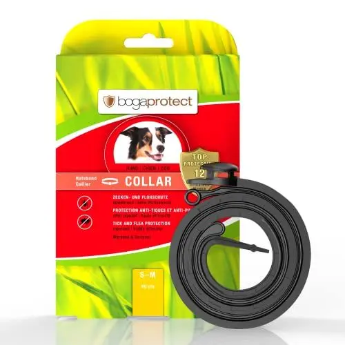 Produktbild: bogaprotect Collar - Floh und Zeckenhalsband für Hunde Natürlicher Zeckenschutz bis zu 12 Wochen Zecken Flohschutz 100% natürliche Inhaltsstoffe, S-M (60cm), UBO0360