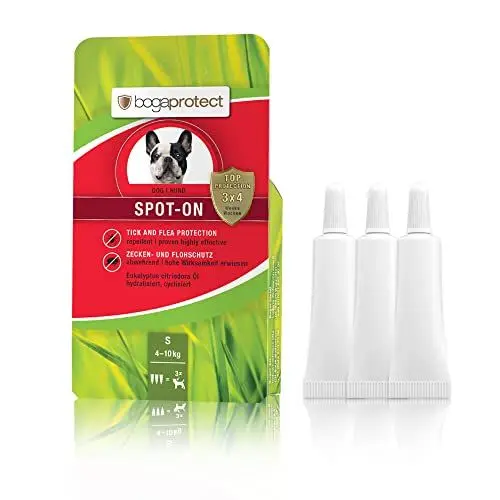 Produktbild: bogaprotect SPOT ON Hund - Floh und Zeckenschutz für Hunde - 4-10 kg - Zeckenmittel für Hunde - Natürlicher Zeckenschutz für Hunde - UBO0351 - Vorrat für 12 Wochen