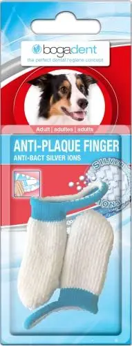 Produktbild: bogar, Bogadent Anti-Plaque Finger, Zahnbürste Hund, Patentierte Silberionen-Technologie, Fingerförmige Hundezahnbürste, Zahnsteinentferner Hund, Hundezubehör, 2 Stück