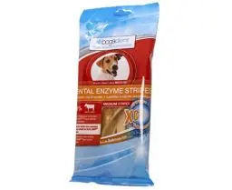Produktbild: bogar, Bogadent Dental Enzyme Stripes Medium, Zahnpflege für Hunde, Hundezubehör für mittelgroße Hunde, Prävention von Zahnstein, Dental Sticks Hund, Mit Fleisch, Früchten und Mineralien, 100 g
