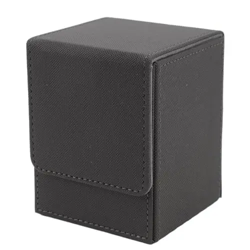Produktbild: Bognajin Magnetische Kartenbox für 100 Karten, kratzfestes PU-Leder, Aufbewahrungshülle für Spielkarten, vertikales Design mit sicherem Verschluss (Grey)