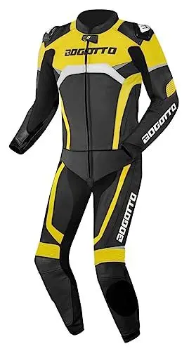 Produktbild: Bogotto Misano 2-Teiler Motorrad Lederkombi, schwarz/weiß/neon-gelb, 56