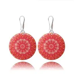 Produktbild: Boho Groß Mandala Design Rund Leicht Ohrringe Hängend Schmuck für Damen (Stil 34 - Rote Koralle)