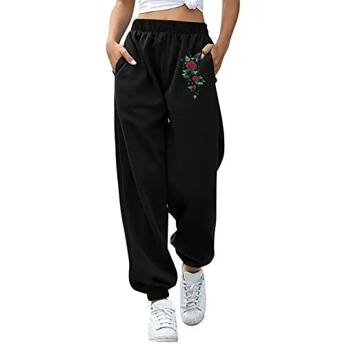 Produktbild: Boho Kleidung Damen Grosse GröSsen Longbluse Damenhose mit mittlerer Taille, Schwarze Schmetterlingsdrucke, Lange Hosen, lockere, lässige Arbeits- und Bürohose Schwarze Damen Hose (Green, XXXL)