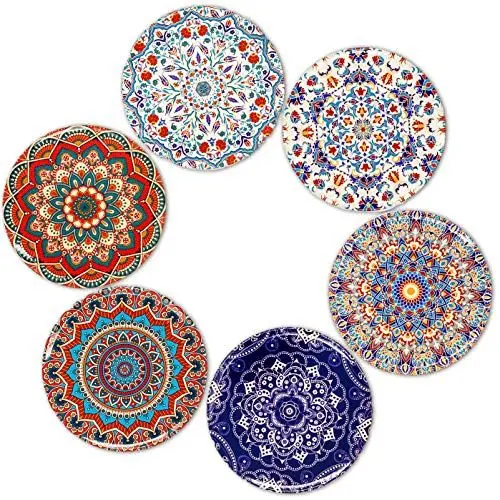 Produktbild: BOHORIA Premium Design Untersetzer 6er Set Dekorative Untersetzer fur Glas, Tassen, Vasen, Kerzen auf ihrem Holz-, Glas- oder Stein- Esstisch Boho Edition,Marrakech