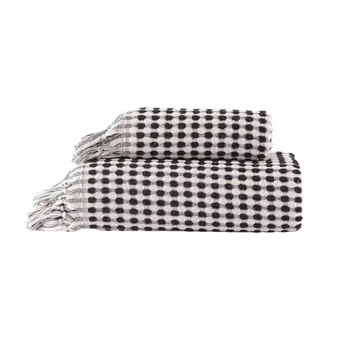 Produktbild: BOHORIA® Premium Handtuch Set Samui 1x Badehandtuch (70x140cm) + 1x Handtuch (50x90cm) aus Baumwolle (50x90cm + 70x140cm, Obsidian)