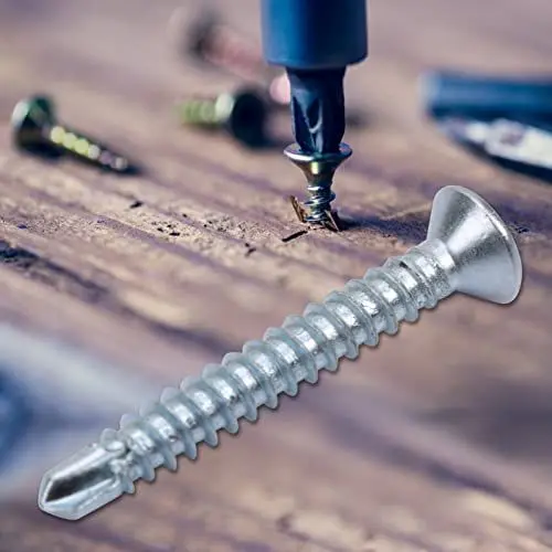 Produktbild: Bohrschrauben Selbstschneidend, Schrauben Bohren Endstückschraube Set Senkkopf Selbstbohrend Selbstschneidende M4.2 Metallschrauben für Blechbefestigung(M4.2 * 32 (50 STÜCKE))