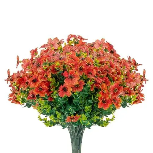 Produktbild: Boic 6 Bündel Künstliche Blumen, Kunstblumen Für Außen, Künstliche Pflanzen Blumen Künstlicher Blumenstrauss Deko Plastik Blumen Dekoration Für Außen Balkon Balkonkasten Garten Außenbereich (Orange)