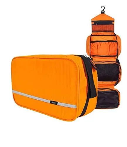 Produktbild: Boic Kulturbeutel Zum Aufhängen, Kulturbeutel Reise, Kulturtasche zum Aufhängen für Frauen Herren, Kosmetiktasche mit 4 fächern, Outdoor Waschtasche Klein, Toilettentasche Camping Oxford (Orange)