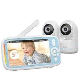 Produktbild: BOIFUN Babyphone mit 2 Kameras ohne WLAN, Automatische Bildwechsel, Intelligente Nachtsicht, PTZ 360° View, 5