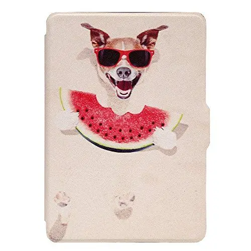 Produktbild: Boimoe Cover für Kindle Paperwhite Premium Lightweight und Thinnest PU Leder Smart Cover für alle neuen Amazon Kindle Paperwhite Generationen, Cartoon Hund